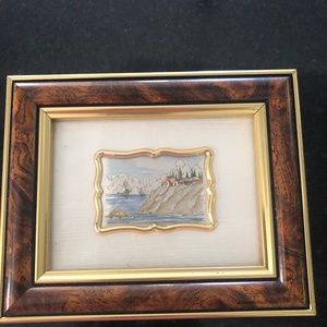 Vintage Argentina Designer Sterling Silver Framed Miniature Wall Plaque Decor